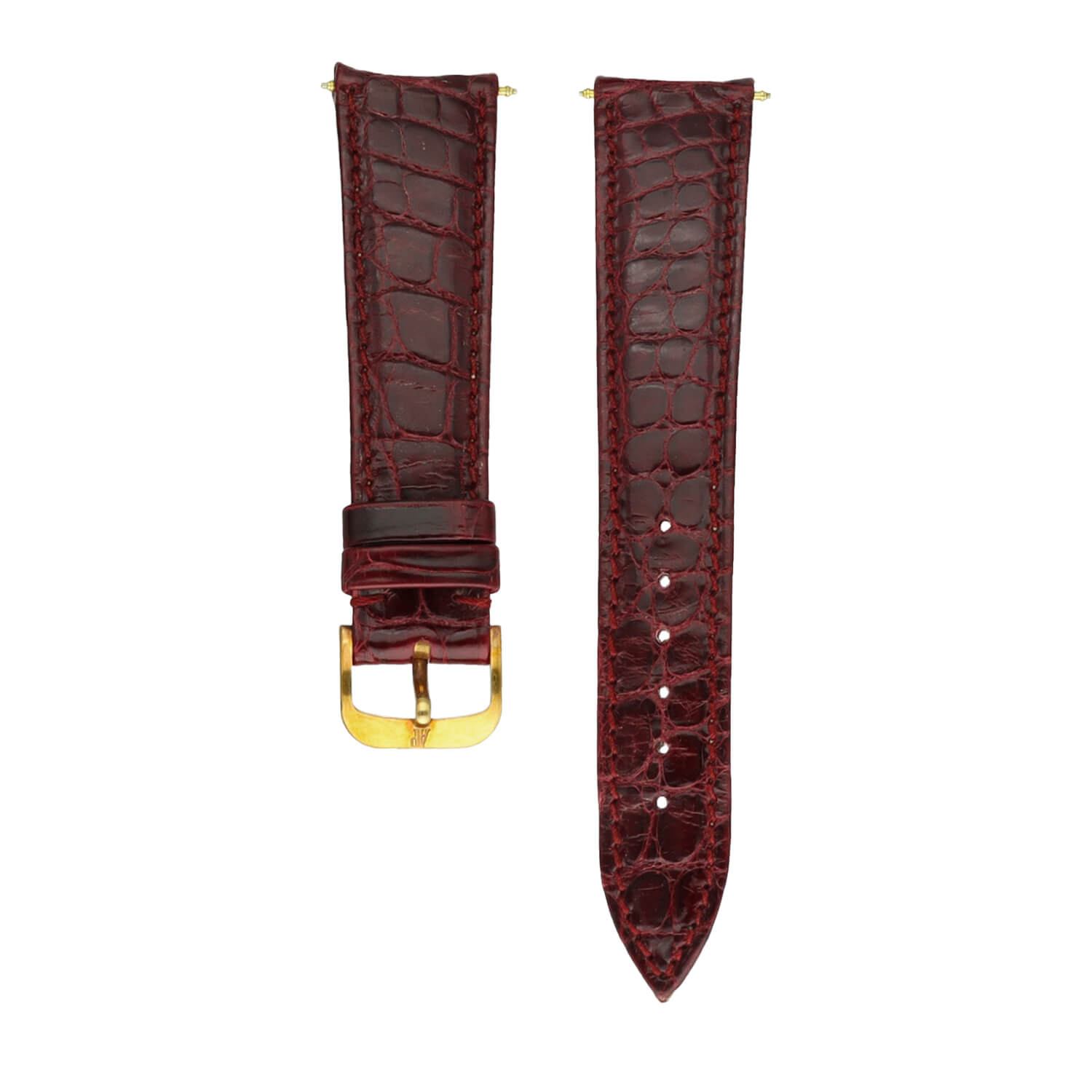 Leather Strap with Yellow Gold Pin Buckle